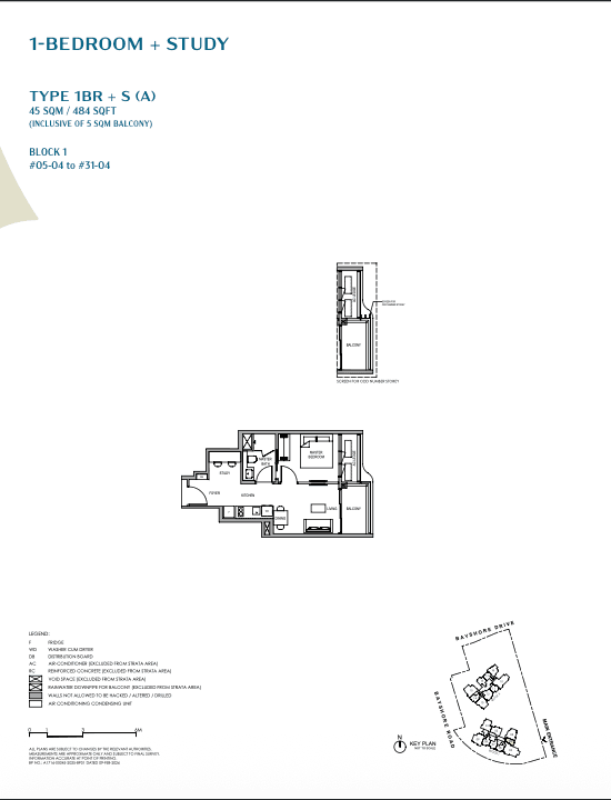 Vela Bay floor plan — 1 BR+S