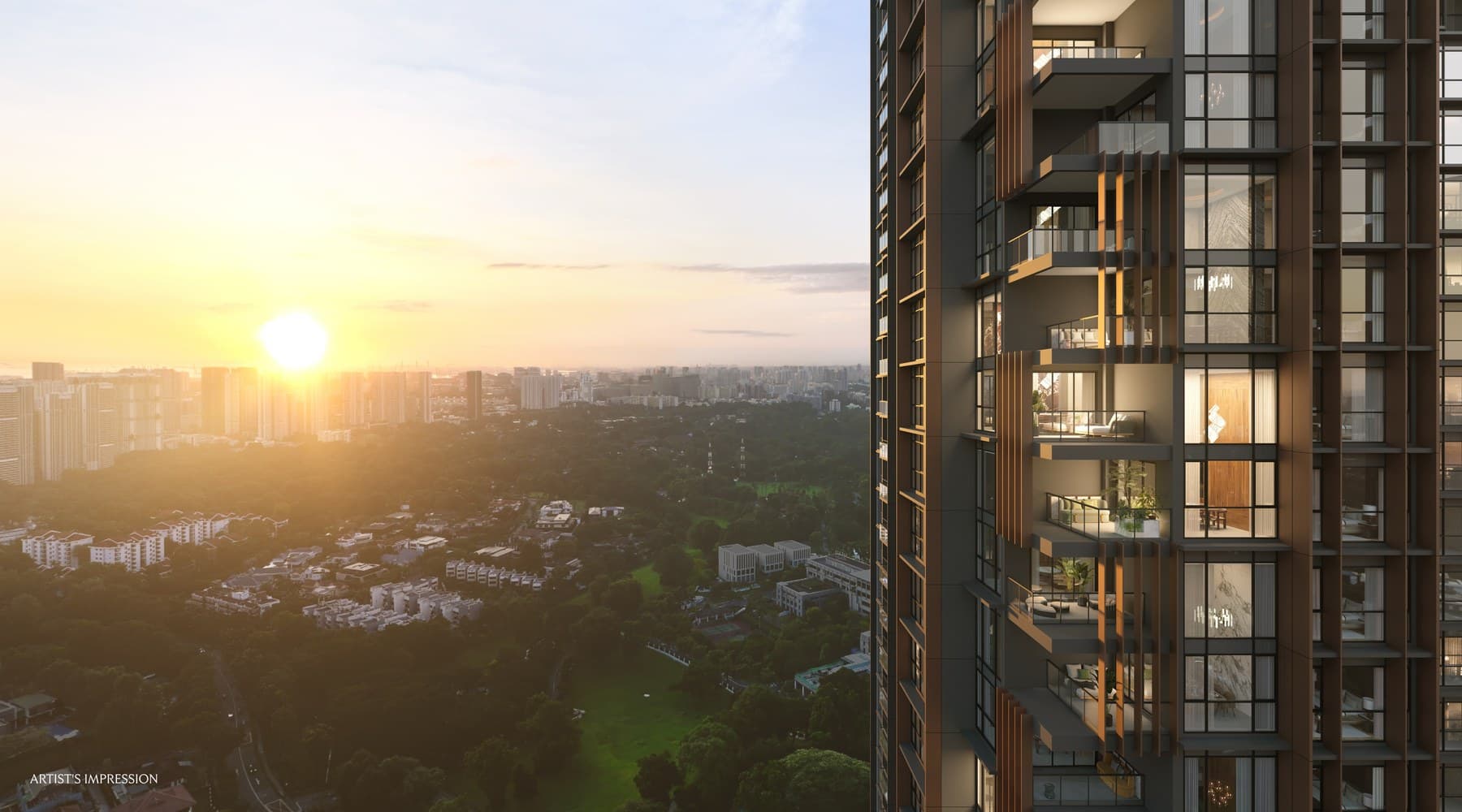 Thomson Reserve — sunset view over the terrace and tower
